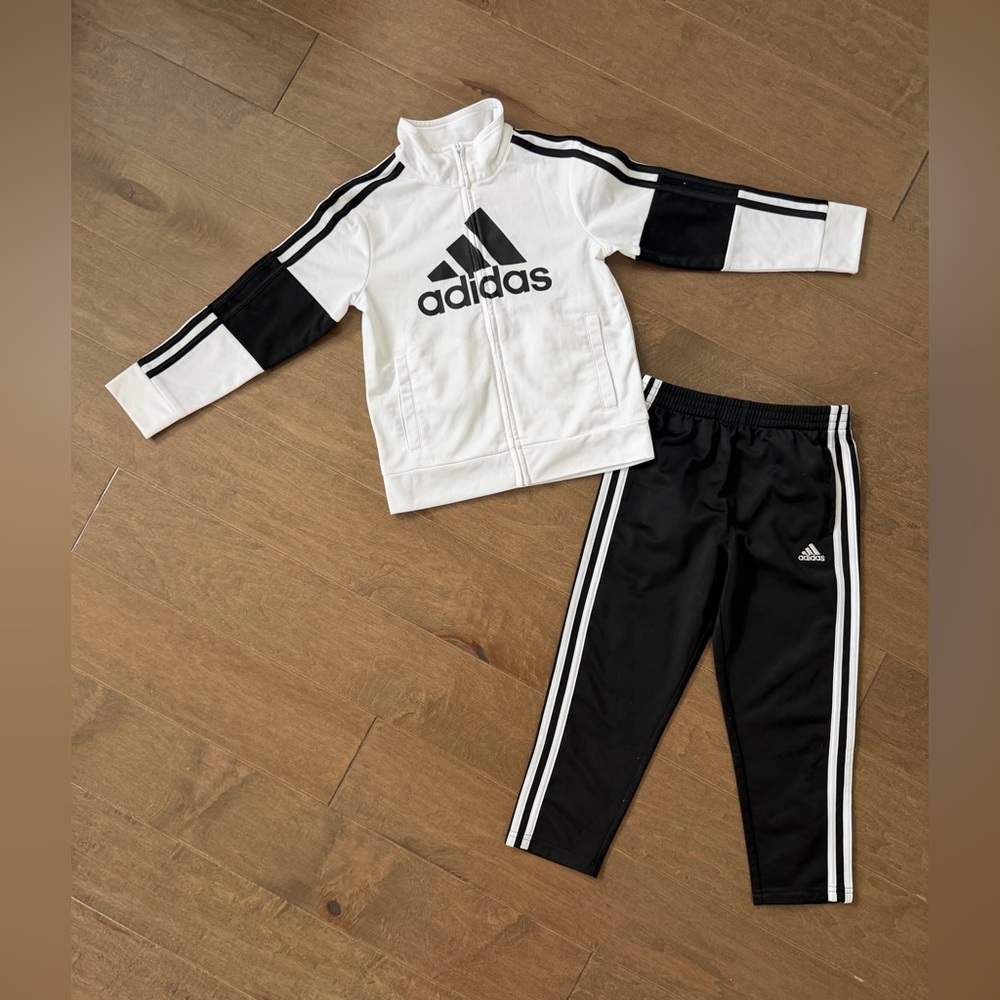 adidas Black & White Youth Track Jacket and Pants Set